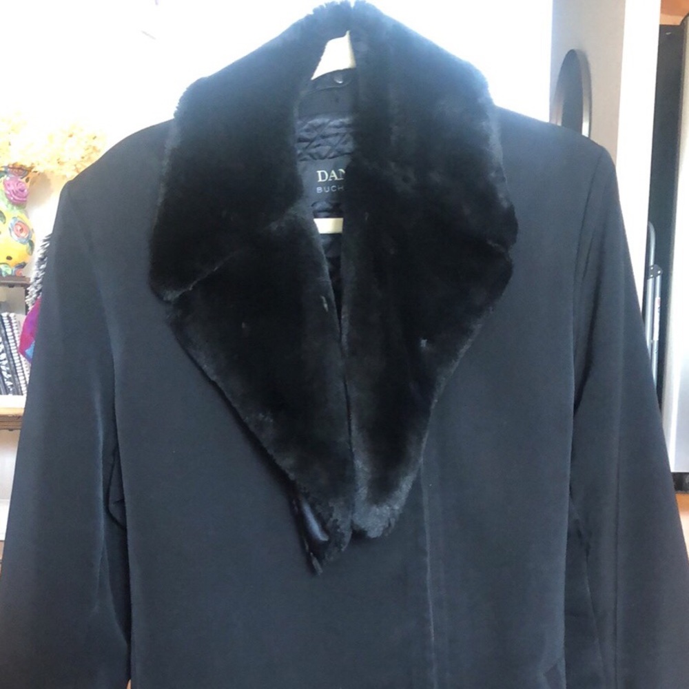 Dana Buchman Black Coat with faux fur